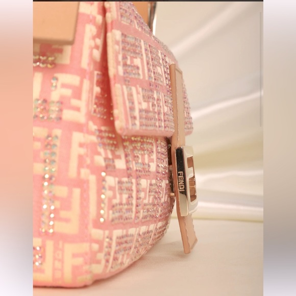 Additional Pics: Authentic Ultra-Rare Fendi Crystal Studded Zucchino Baguette - Picture 11 of 16